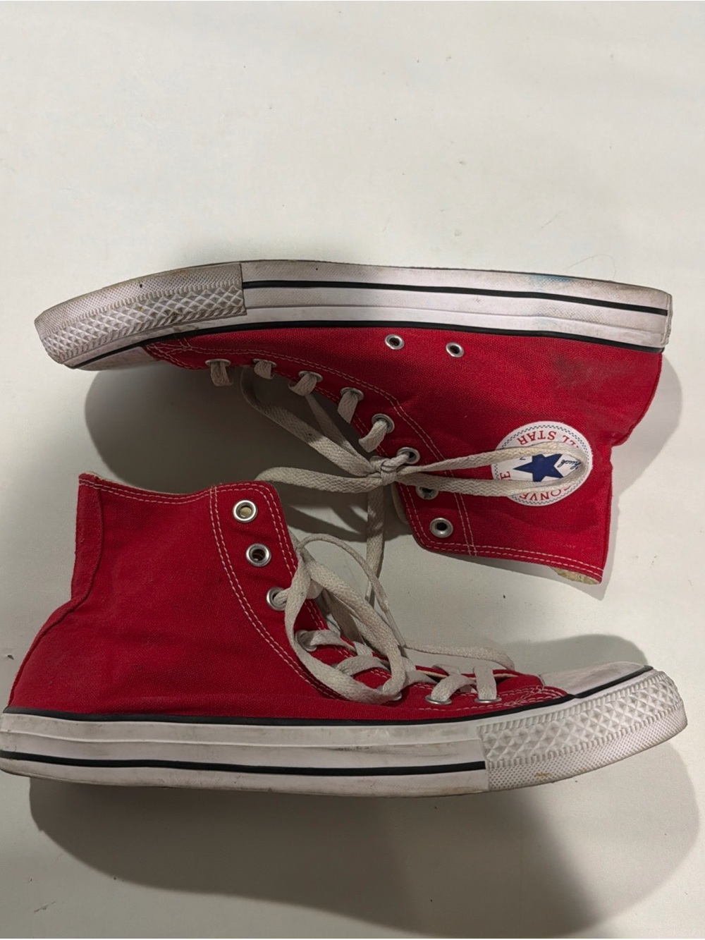 Converse Red High-Top Canvas Sneakers with White Soles